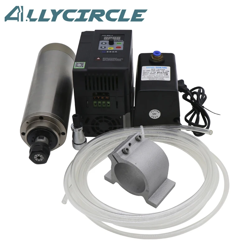 CNC Spindle Motor Kit 2.2KW Water Cooled Spindle ER20+2200W VFD+80MM Spindle Clamp+75W Water Pump+5M Water Pipes