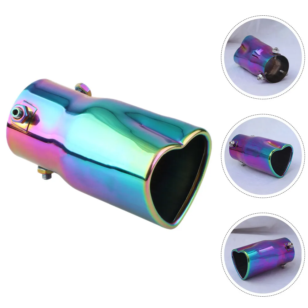 

Наконечник выхлопной трубы для автомобиля из нержавеющей стали в форме сердца, с одним выходом, с цветным покрытием, прочный, устойчивый к ржавчине, аксессуар для экстерьера автомобиля, Active