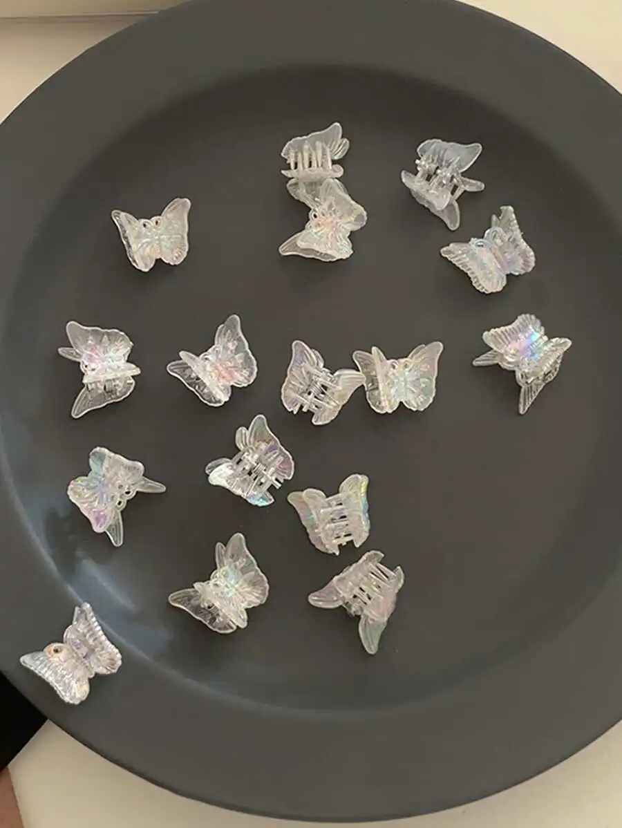

20pcs Transparent Iridescent Butterfly Hair Clips For Women Mini Claw Hair Accessories Fashion Daily Use