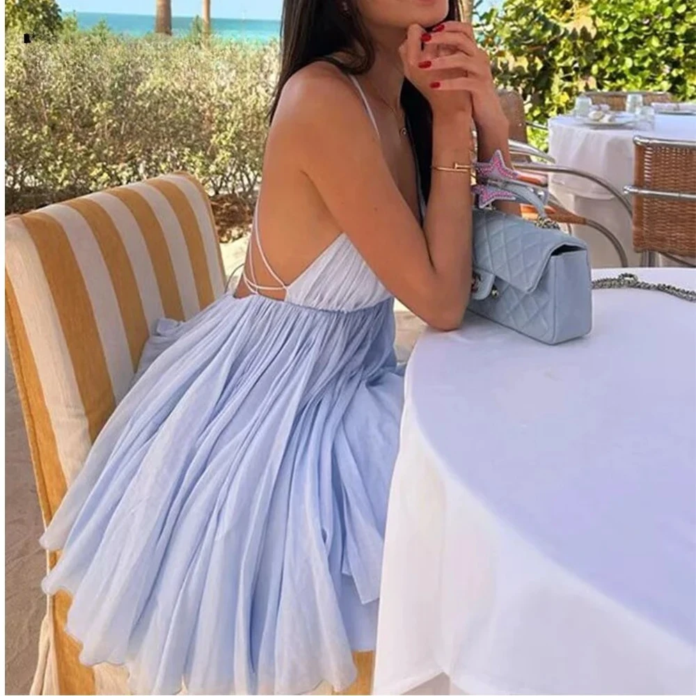 ชุดเดรส KONDALA สีม่วงเก๋ไก๋ ดีไซน์หรูหราแบบหลายชั้น โชว์หลังเซ็กซี่ เหมาะสำหรับงานปาร์ตี้วันหยุด แฟชั่นฤดูร้อน 2025 ชุดเดรสชายหาดแบบไม่มีแขน