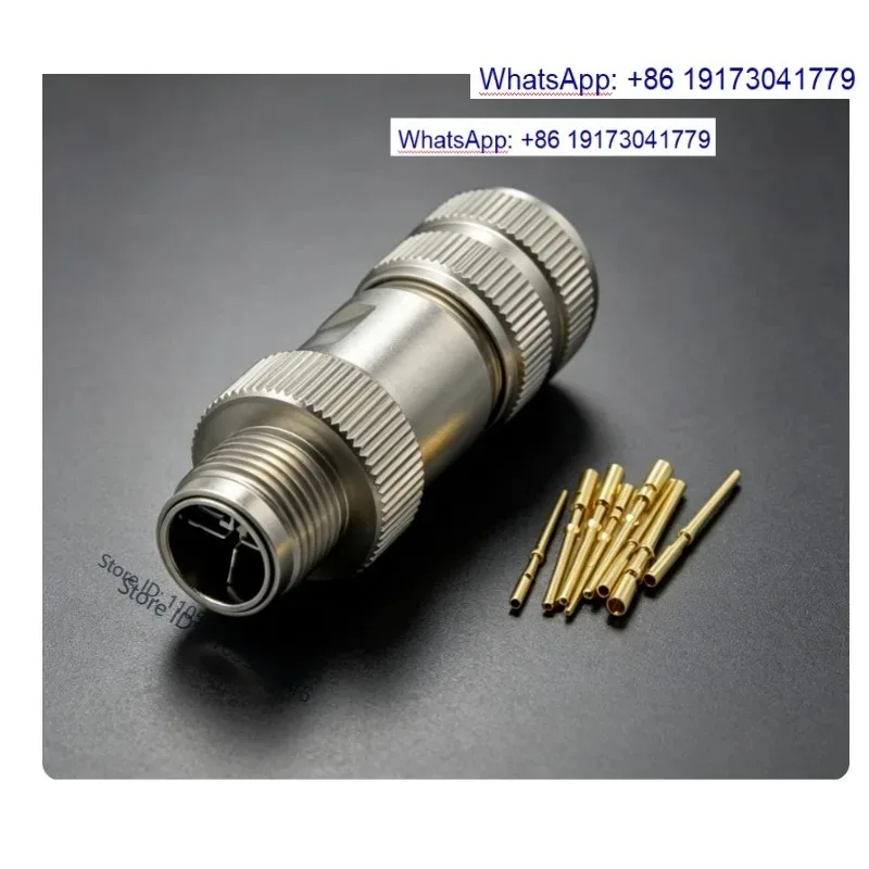 8-pin X-code metal M12 connector, 10gb LAN circular connector with DIN type, used for on-site power assembly