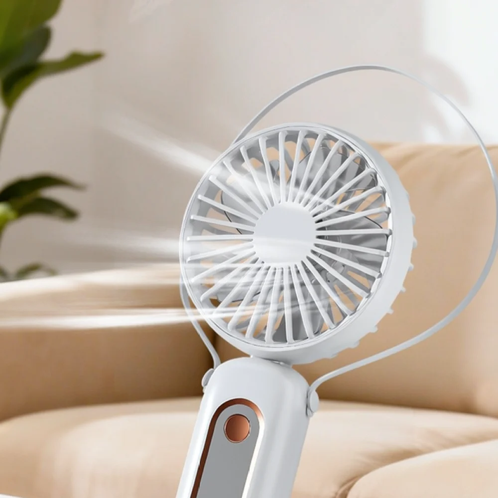 Handheld Desktop Cooler Fan Foldable Neck Hanging USB Rechargeable Six Speed Air Conditioning Blower Portable Tool