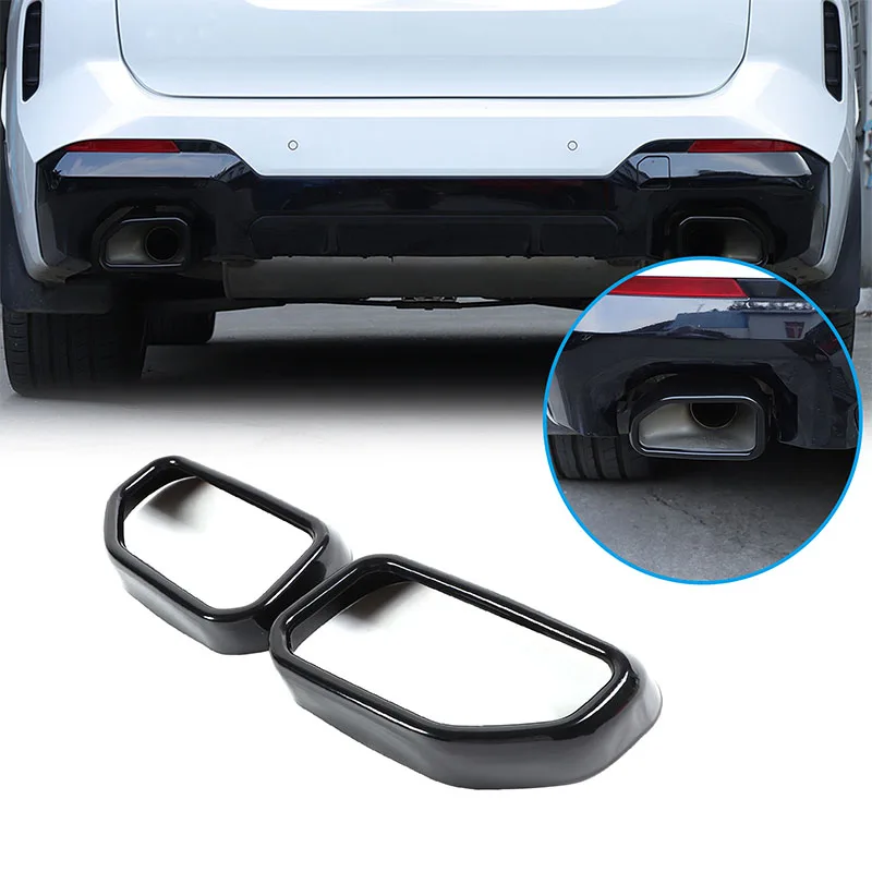 

Для BMW X3 X4 G01 G02 2022 2023 2024, черный автомобильный глушитель из нержавеющей стали, выходная крышка выхлопной трубы, накладка, автомобильные аксессуары