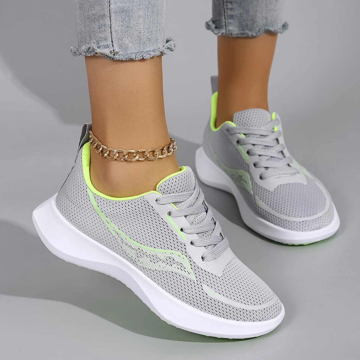 Frühling und Herbst Neue lässige Schnür-Sportschuhe für Damen, bequem, atmungsaktiv, leicht und verschleißfest