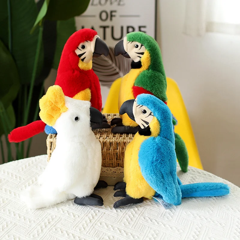 

25cm Lifelike Macaw Parrot Plush Toy Simulation Stuffed Animal Bird Cartoon Doll Birthday Gift for Kids Home Decor