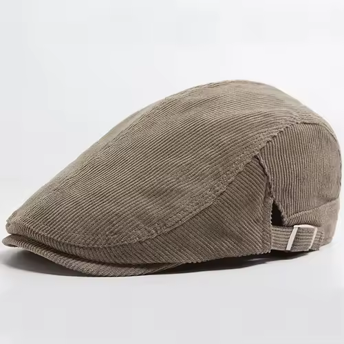 Men Fashion Corduroy Beret Spring Autumn Thick Warm Women's Flat Hat Vintage Casual Newsboy Cap Unisex Fashion Front Back Wear - Image 4