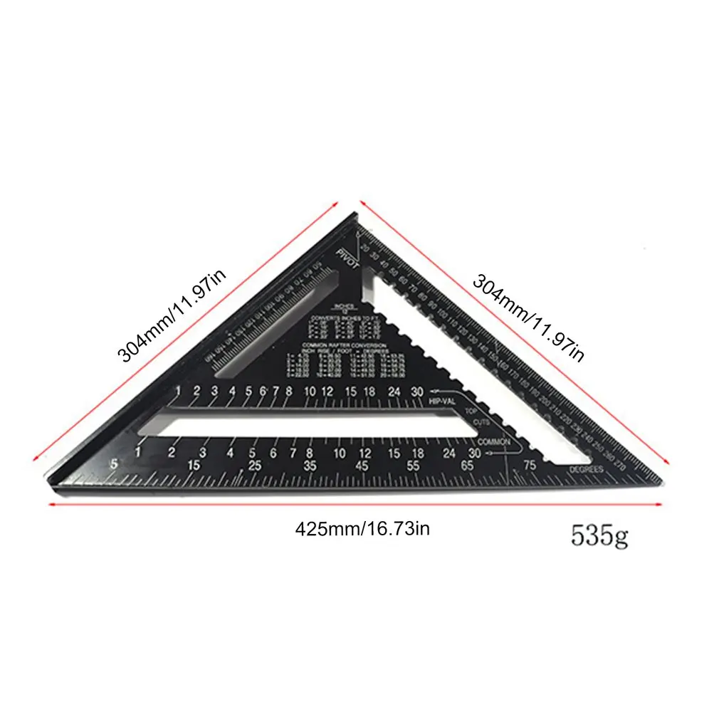 2025 nueva regla triangular de 7/12 pulgadas escuadra de 90 grados herramienta de medición de carpintería herramientas cuadradas de carpintero transportador de ángulo