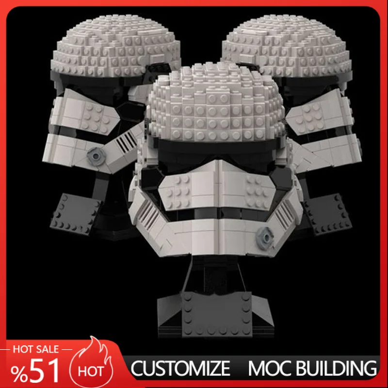 709Parts Stormtrooper Helmet MOC Model Custom Building Blocks DIY Assembly Toy Gift For Block Fans Ornament Display Collection
