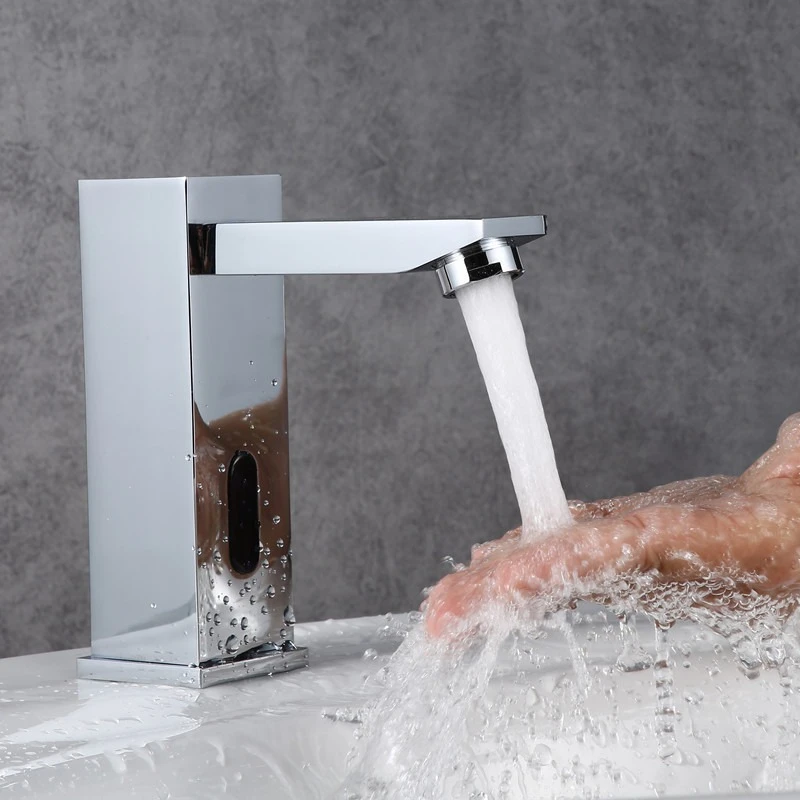 Bathroom Touchless Faucet Toilet Basin Sink Infrared Motion Sensor Tap Deck Mounted Intelligent Automatic Square Faucet