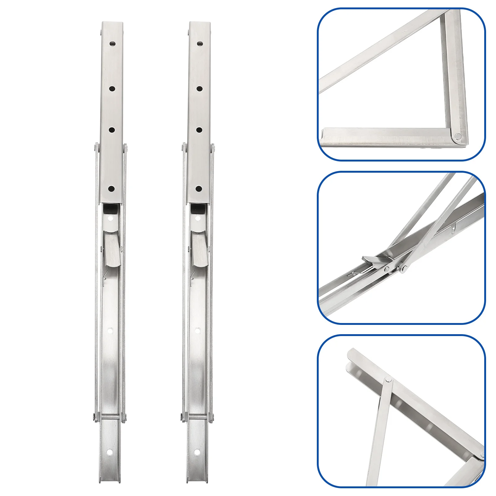 

2Pcs Stainless Steel Folding Shelf Brackets Heavy Duty Durable Collapsible Supports for Storage Shelves Desk Microwave Oven