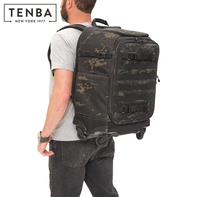 Tenba Photography Trolley Case with Shoulders for Carrying Multi functional Universal Wheels Aaxis v2 Black Camouflage 28L