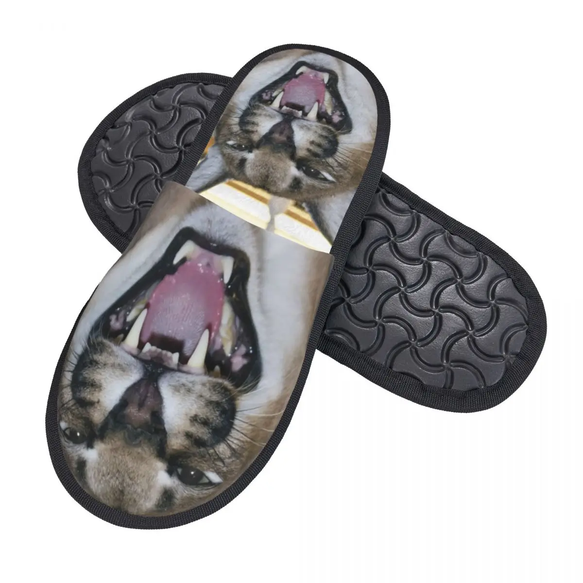 Pantoufles en mousse à mémoire de forme personnalisées pour femmes, grand Floppa Caracal Cat Funny Meme, pantoufles de maison chaudes et confortables