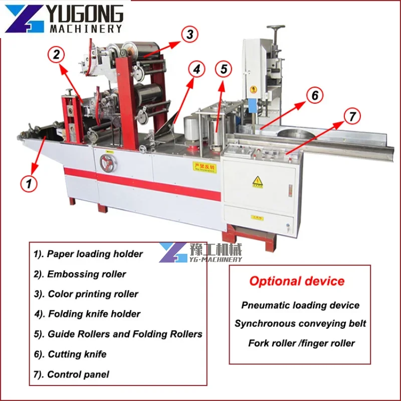 Fully Automatic Tissue Paper Embossing Machine Napkins Paper Folding Machine Double Table Napkin Making Machine