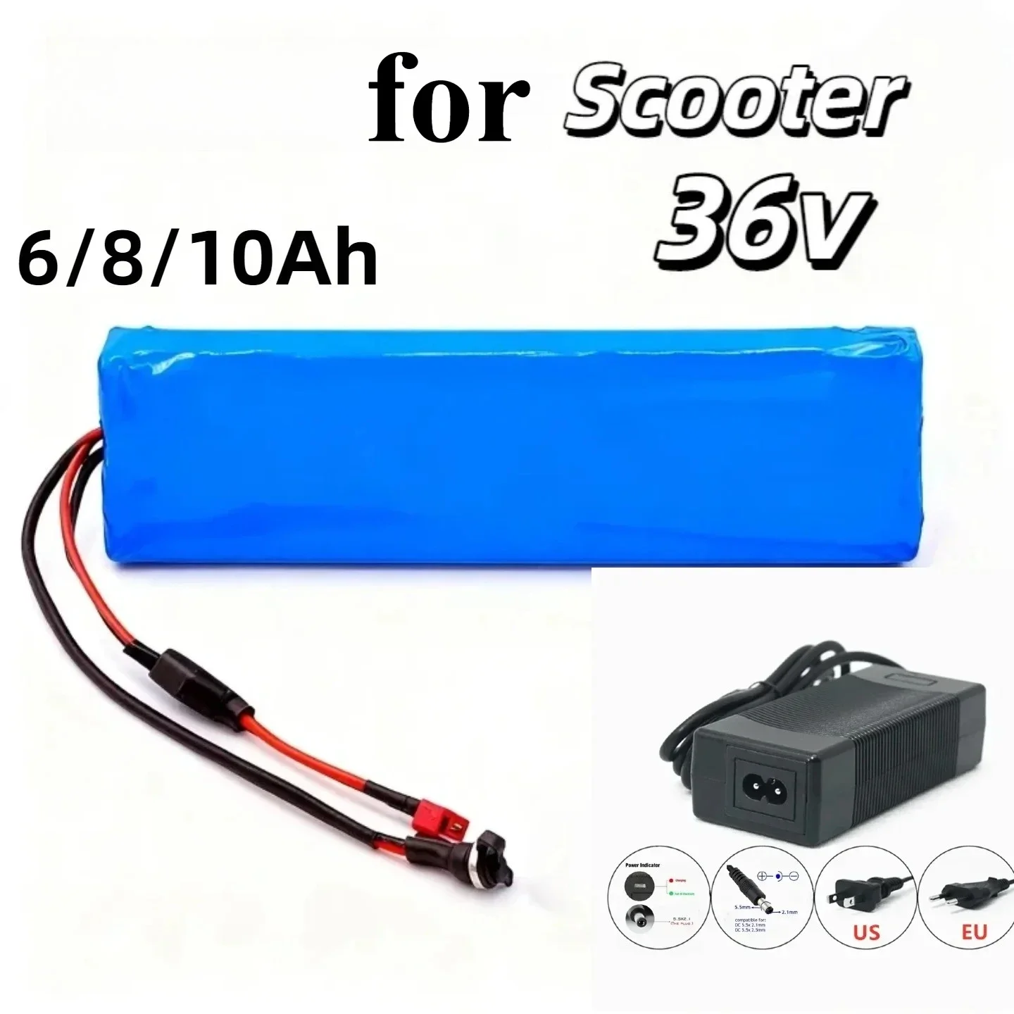10S3P 36VLithium Battery Pack 6/8/10Ah – Built-in 30A BMS+42V 2A Charger, Reliable Power for 250W-600W Scooter & Commuting Tools