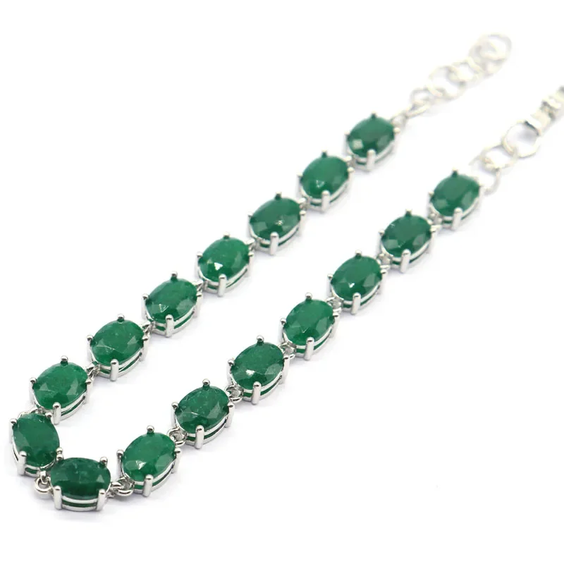 Buy 7 Get 1 Free 13g Customized 925 SOLID STERLING SILVER BRACELET Real Green Emerald Real Red Ruby Blue Sapphire 9.0inch