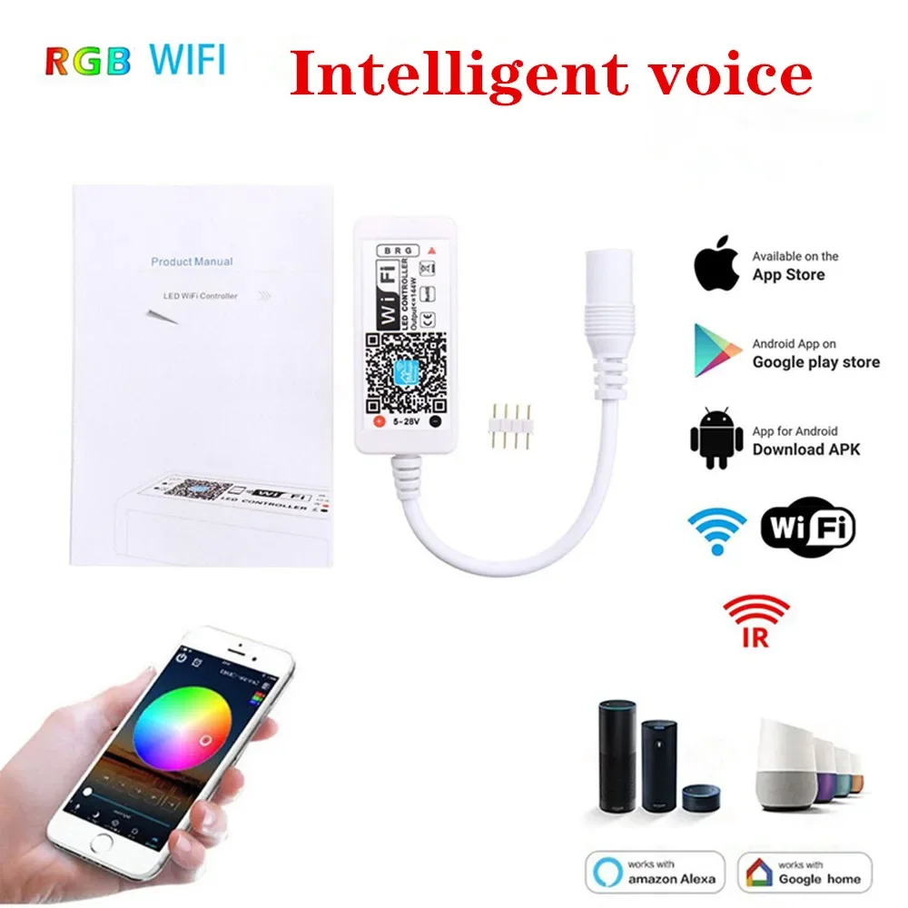 RGB RGBW WiFi Controller DC5-24V For LED Light Bar Panel Light Timing Function 16 Million Colors Smart Phone Control