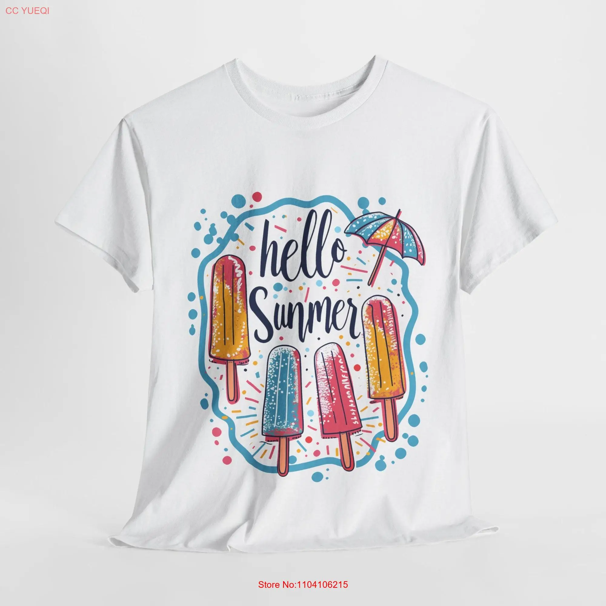 Hello Summer T Shirt Popsicle Written Welcome Outfit Colorful Holiday Family Vacation Apparel for Traveler