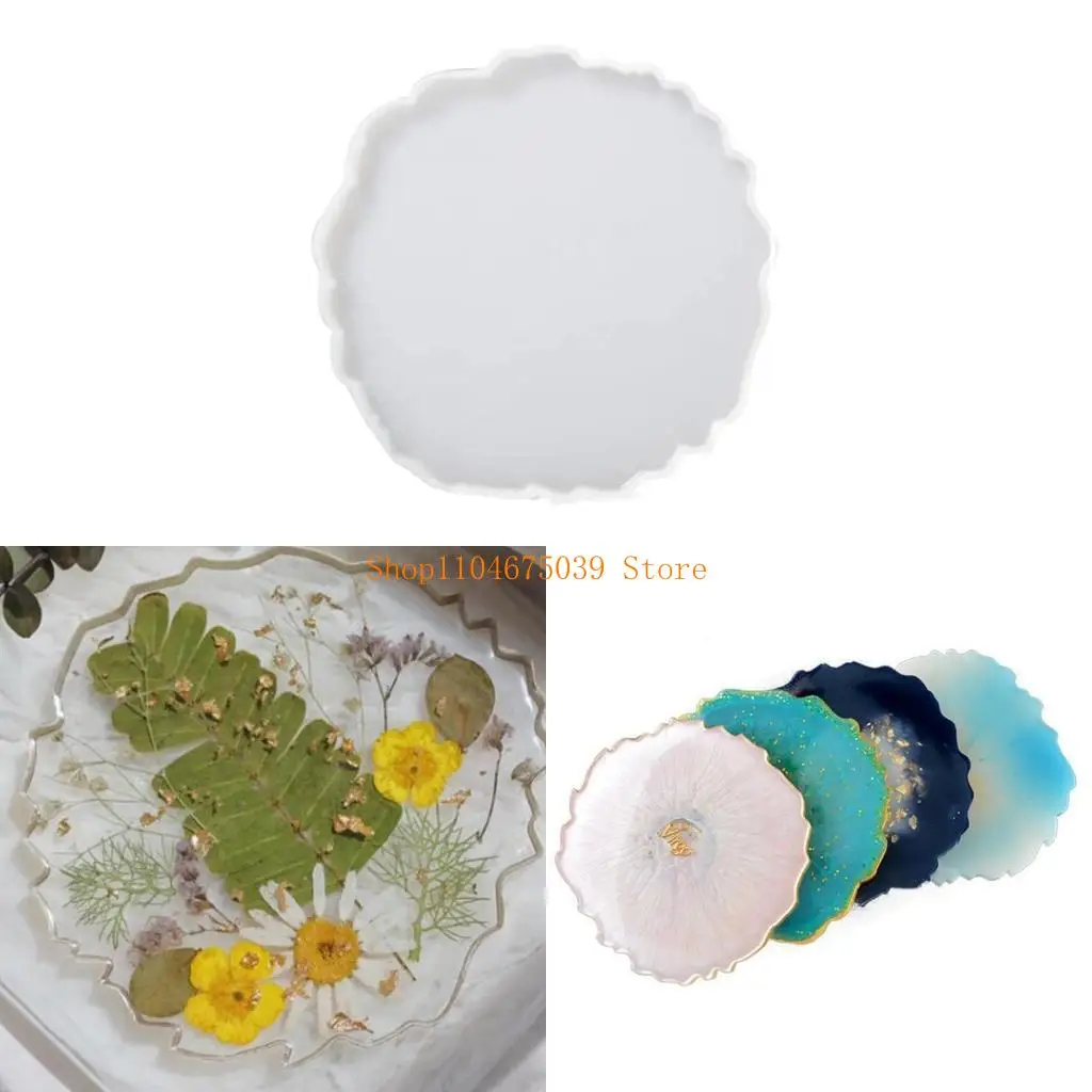 

5asd Crystal Agate Mold DIY Craft Cups Mats Mold Mug Pad Resin Casting Mold