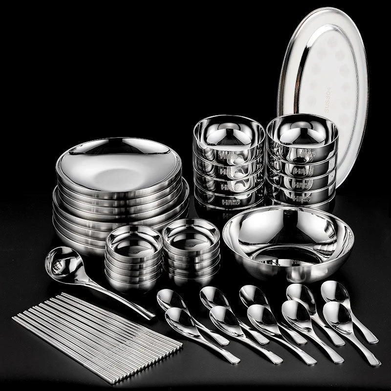 CX929YX 304 Stainless Steel Outdoor Portable Tableware Sets Household Portable Camping Handbag High Appearance Level Travel Set