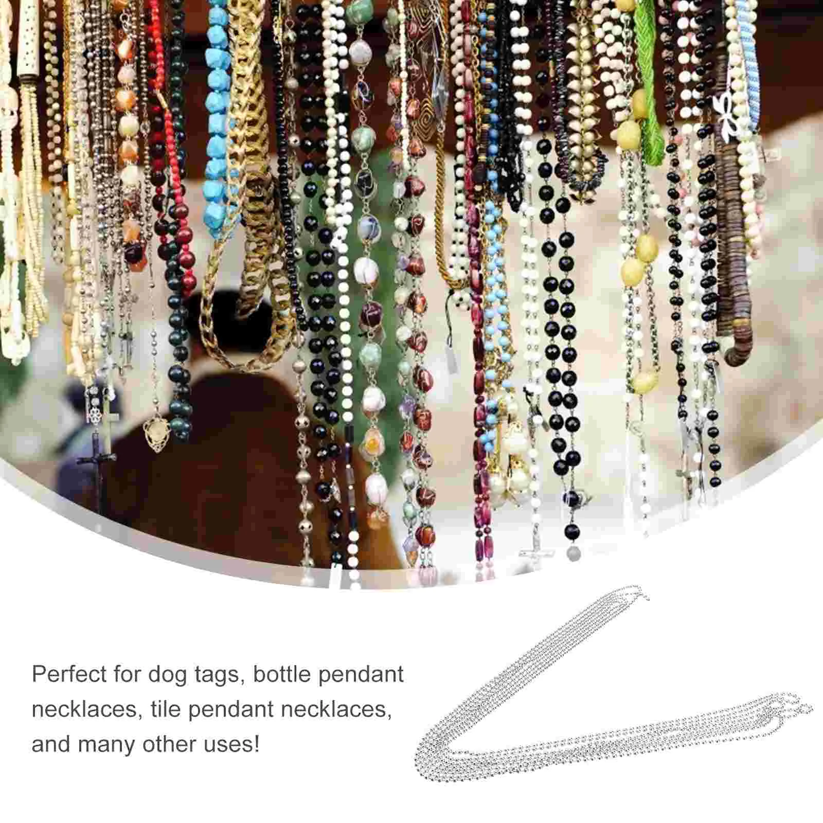 3 Meters Bead Chain with Connector Stainless Steel Metal Ball Connectors Silver