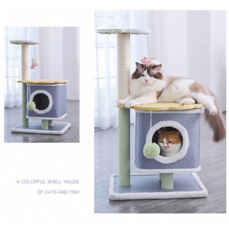 Multilayer Cat Climbing Frame Wooden Pet Cat Tree House Big Space Cats Kitten Condos With Sisal Rope Cat Scrataching Posts Toys