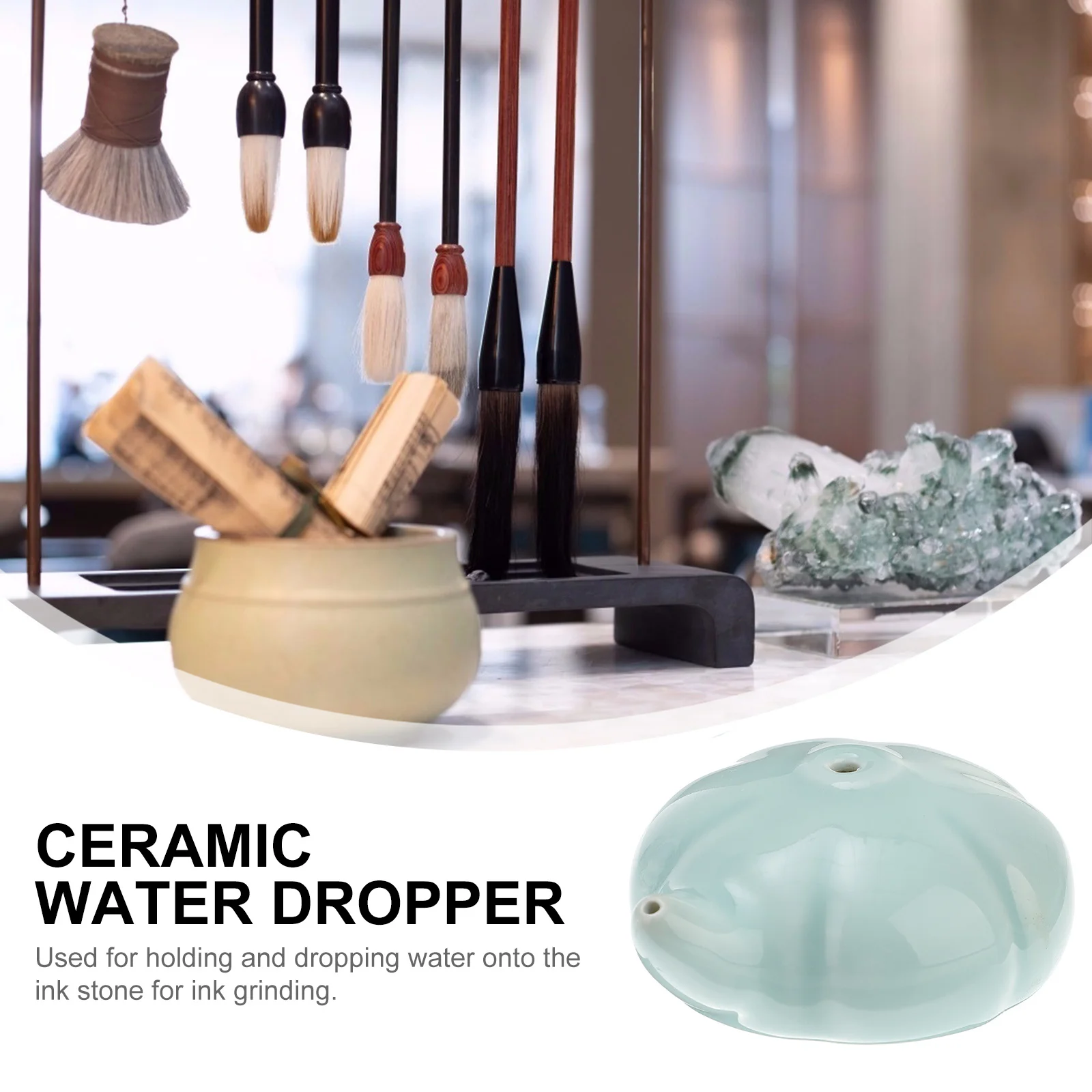 

1Pcs Ceramic Ink Droplet Pumpkin Water Dropper Chinese Calligraphy Supply Ink Grinding Painting Accessories Office Use