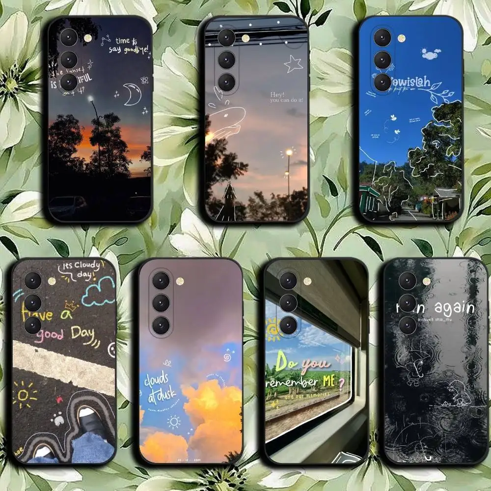 clouds at dusk Phone Case For Samsung Galaxy A52 A42 A32 Black Cover A22 A12 A02S A72 A73 A51 A41 A31 A21S A71 A40 A30S A20S