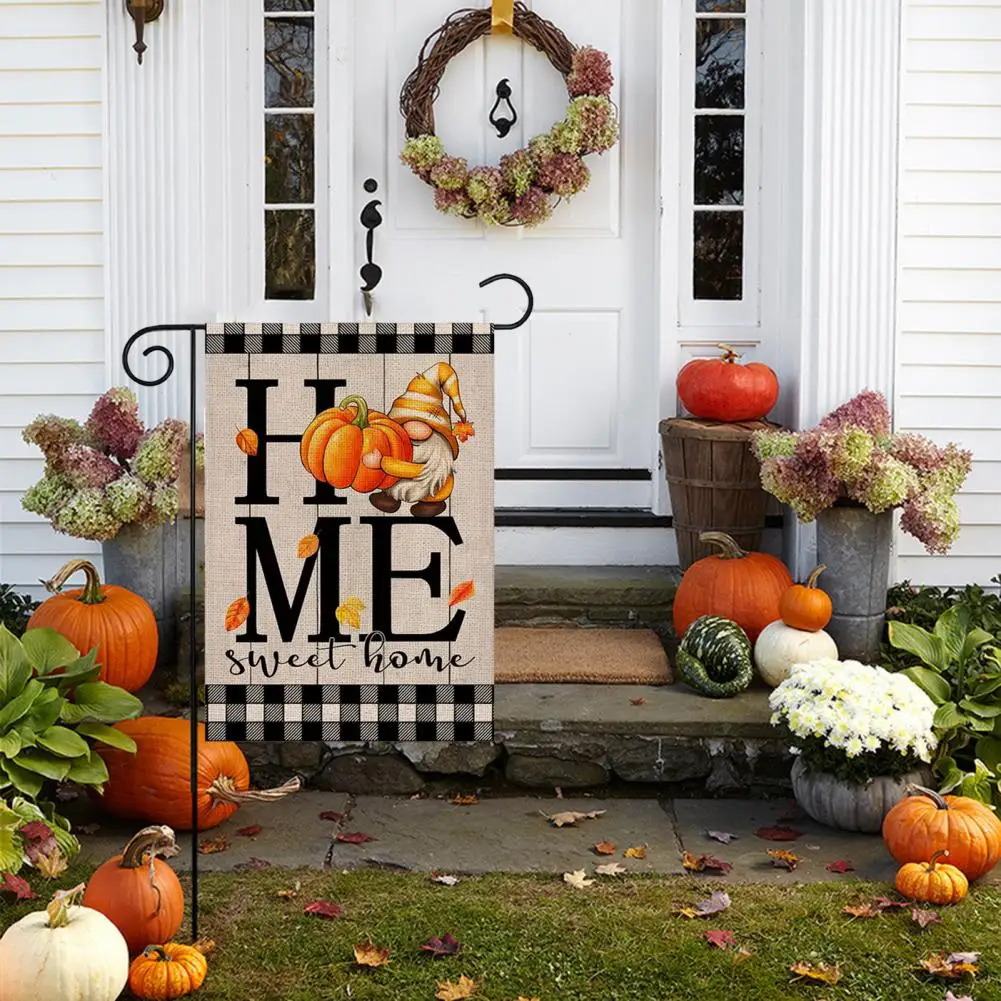 Autumn Garden Flag Autumn Harvest Pumpkin Garden Flag Farmhouse Rustic Burlap Outdoor Decoration for Fall Thanksgiving Small