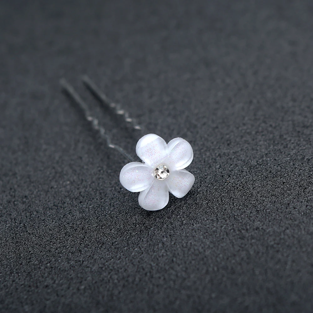 20 Stück modische, elegante Braut-Perlen-Haarstäbchen mit Kristall-Blumenakzenten, Hochzeits-Haarnadel, verpackt als Geburtstagsgeschenk – Detail 3