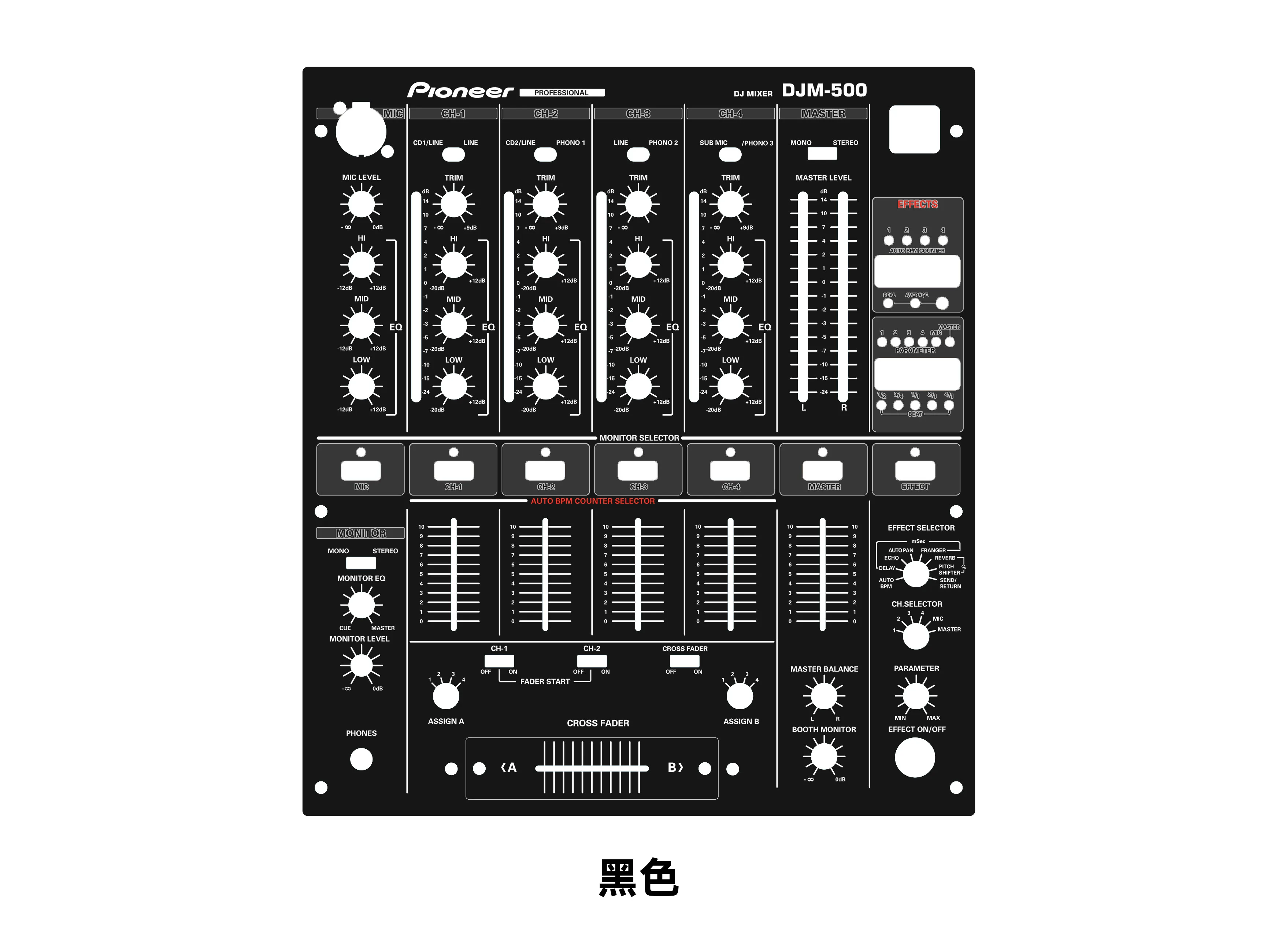 Pioneer DJM-500 mixer console panel film PIONERR djm500 colorful