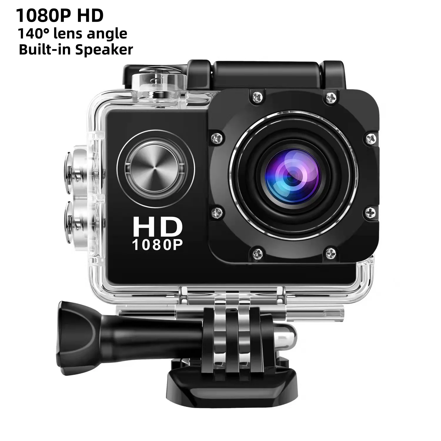 1080P Action Camera IPS Screen 140° Wide-angle 30M Waterproof Anti-shake Sports Camera Multi-language Action Camera for Outdoor