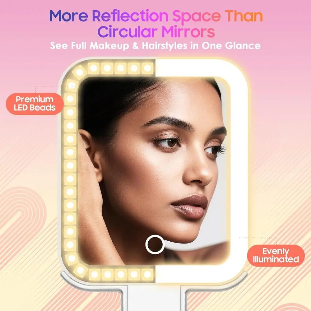 مرآة مكبرة محمولة على الوجهين 30X/1X مع ضوء قابل للتعديل بثلاثة ألوان للسفر والمكياج #5