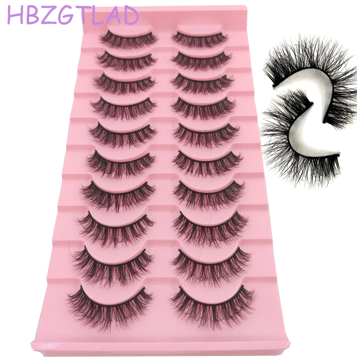 HBZGTLADNew 10 pairs fluffy faux mink eyelashes natural long false eyelash extension handmade volume 3d lashes makeup faux cils