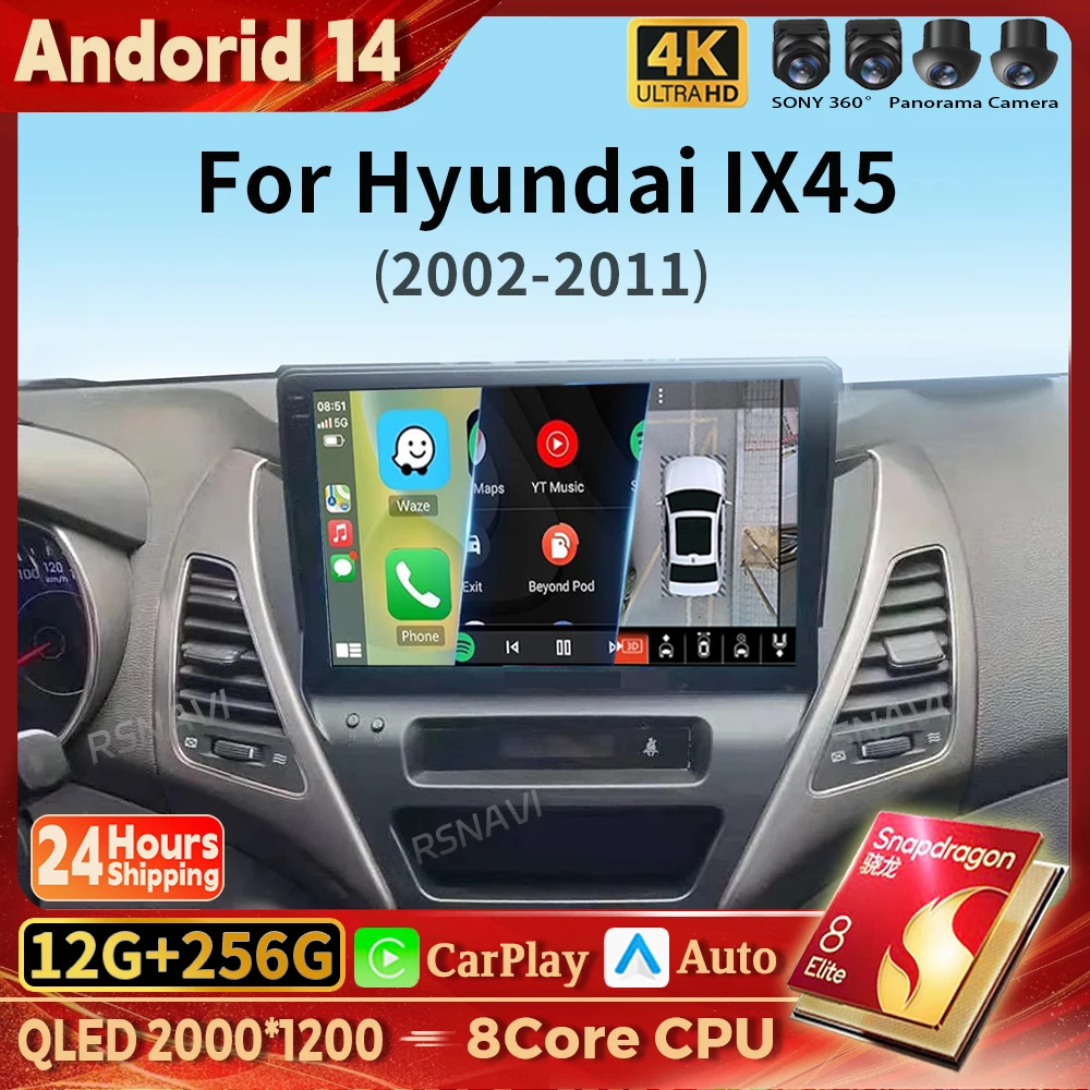 

Android 14 Carplay Auto 2K Screen Car Radio Multimedia Player For Hyundai Santa Fe 3 2013 - 2016 Autoradio GPS Stereo Snapdragon