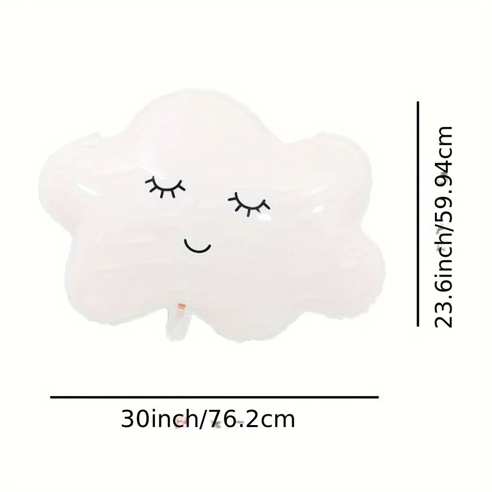 5Pcs 30inch White Cloud Balloons Cloud-Shaped Aluminum Foil Polyester Film Balloons for Gift Giving Cloud Theme Party Birthday Decoration Supplies - view 2