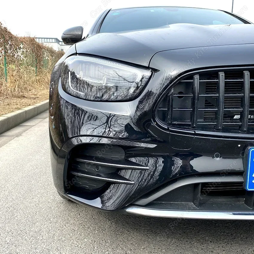 For Mercedes Benz E-Class W213 E200 E300 E53 2021-2023 Car Front Bumper Lip Spoiler Wind Knife Trim Body Kits Splitter Tuning