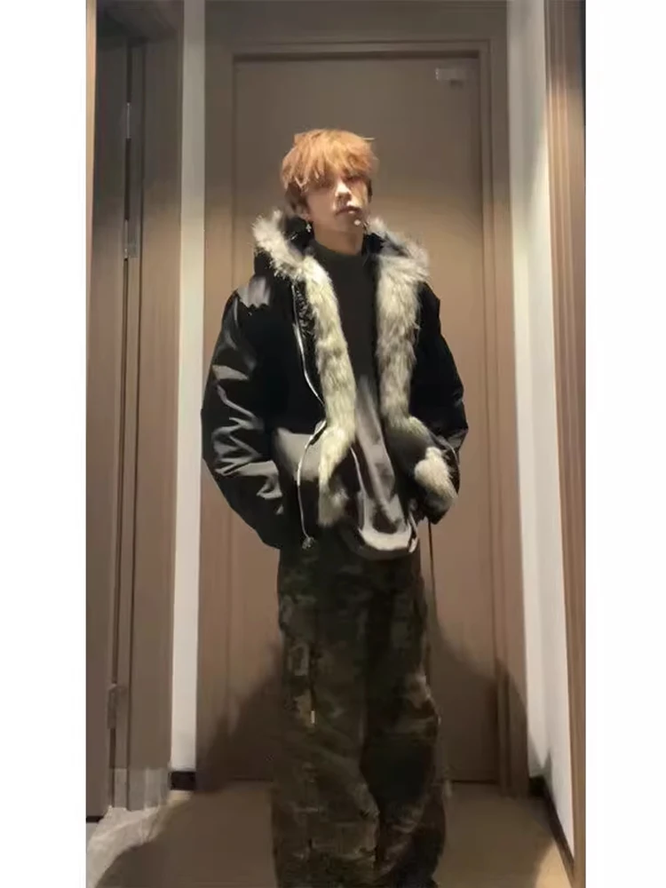 

Зимнее хлопковое джинто с капюшоном Thiened Fce на подкладке, мужское стеганое пальто в американском стиле, модная брендовая верхняя одежда Haome