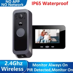 2,4 G Wireless PIR Automatische Aufnahme Zwei-wege Audio Video Visuelle Gegensprechanlage IP65 Wasserdichte Outdoor Türklingel Kamera mit 4 