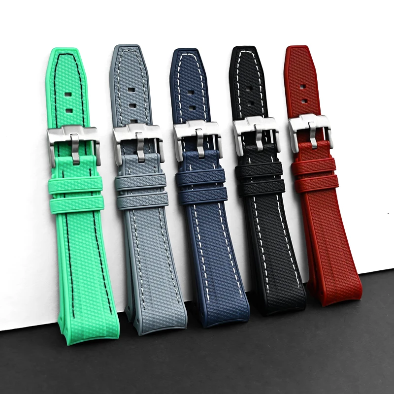 Liquid Silicone Watch Band for Swatch X Blancpain Five Oceans 22mm Curved End Waterproof Stainless Steel Buckle Strap Bracelet
