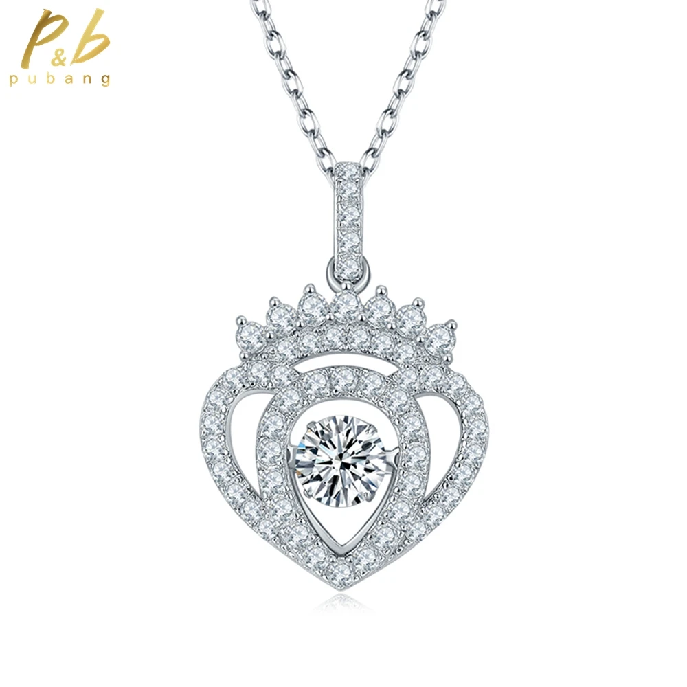 

PuBang Fine Jewelry Solid 925 Sterling Silver Moissanite Diamond Cocktail Pendant Necklace for Women Wedding Gift Free Shipping