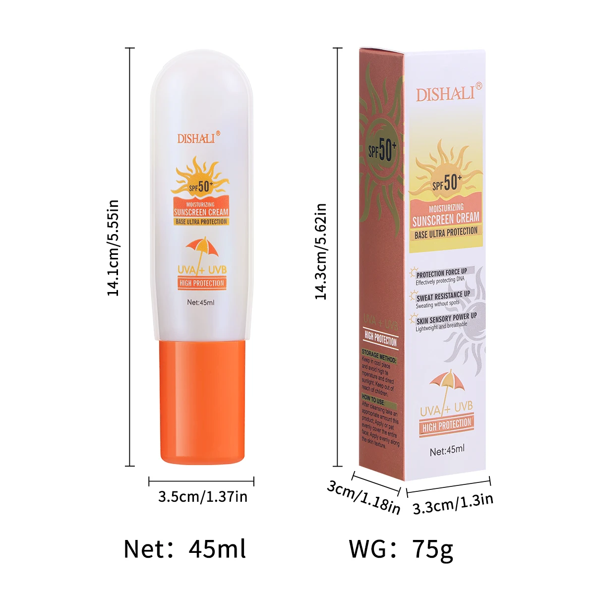 DISHALI Sunscreen SPF50 High Sunfast Cream Facial Body Care Soothing Waterproof Moisturizing Hydrating Makeup Sunscreen Cream