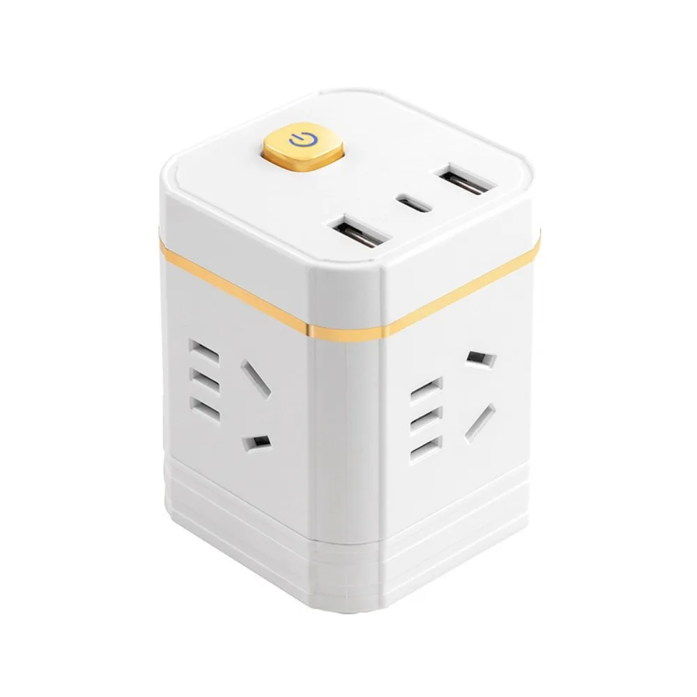 4 Socket Cube Power Board Strip Surge Multifunctional Outlet Extension Charger White 7in1 Wall Charger Outlet Sockets Worker