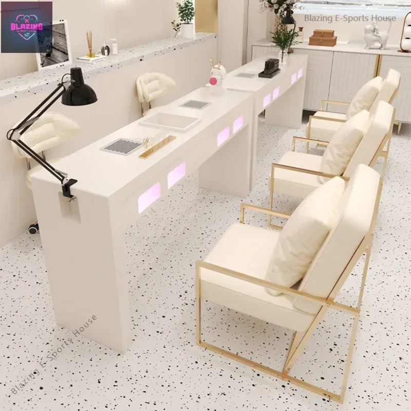 

Designer New Nail Tables Creative Salon Furniture Beauty Salon Table Embedded Vacuum Cleaner Home Manicure Table and Chair Set