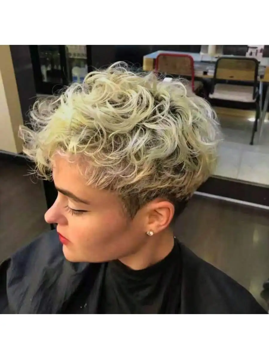 Natural Curl Hair Pixie Cut Wigs For Women Layered Short Wig  Curly Pixie Cut Wig For African American