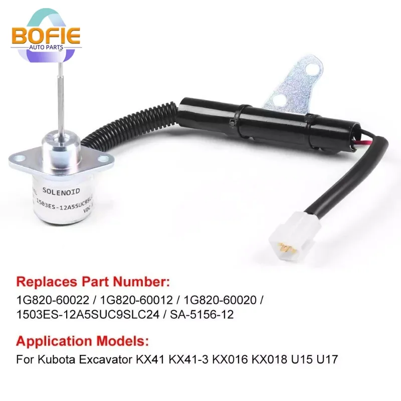 

1503ES-12A5SUC9SLC24 1G820-60022 SA-5156-12 Электромагнитный клапан отключения топлива 12 В для двигателя Woodward для Kubota