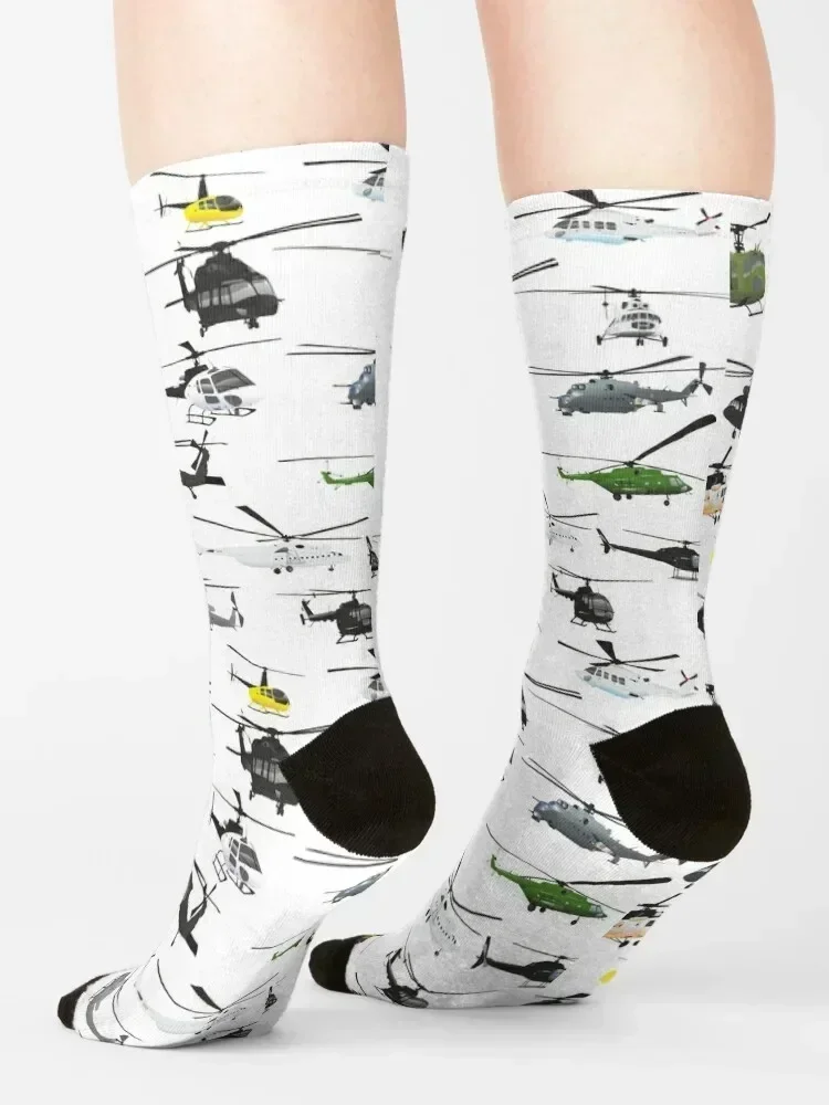 Multiple Helicopters Socks sheer floor golf Stockings Designer Man Socks Women's