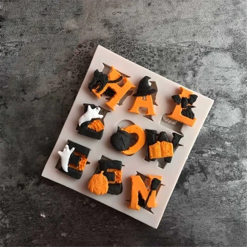 Halloween Letter Silicone Mold Eco-friendly Fondant Chocolate Clay Mould DIY Cake Baking Decorating Tool