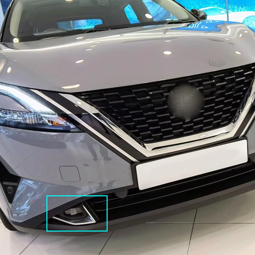 For Nissan Qashqai J12 2022 2023 2024 ABS Car Front Fog Light Strip Trim Cover Decoration Frame Sticker Auto Eyebrow Accessories