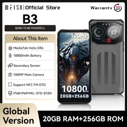 IIIF150 B3 Rugged Phone MTK G96 Android 14 Smartphone Dual Display 20GB RAM 256GB ROM 100MP Camera 10800mAh 15.85mm Ultra-Thin