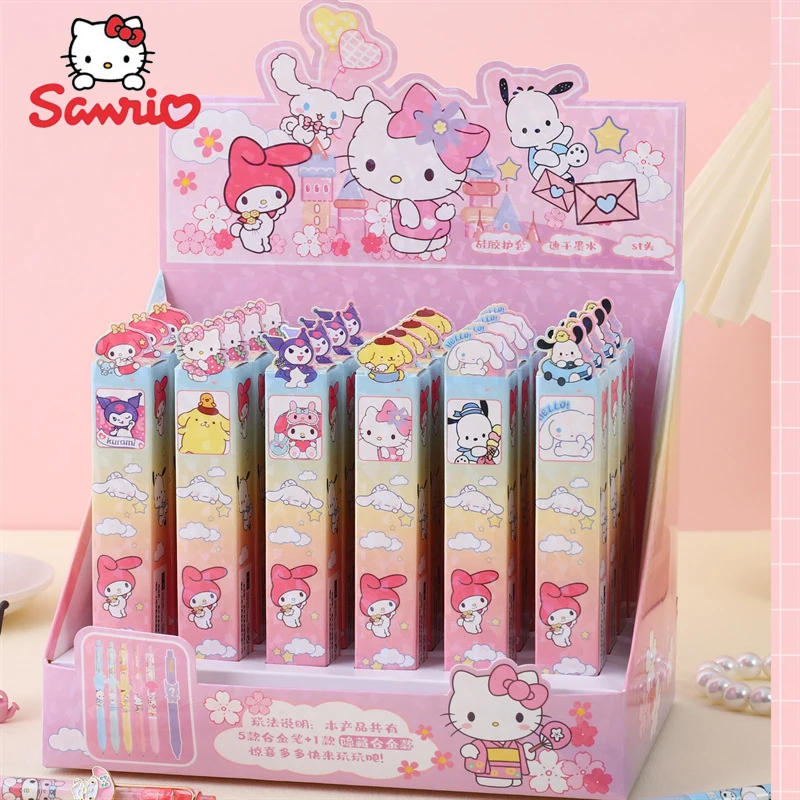 New Sanrio Blind Box Neutral Pen Cartoon Hellokitty Melody Pochacco Press Pen Mystery Box Student Stationery